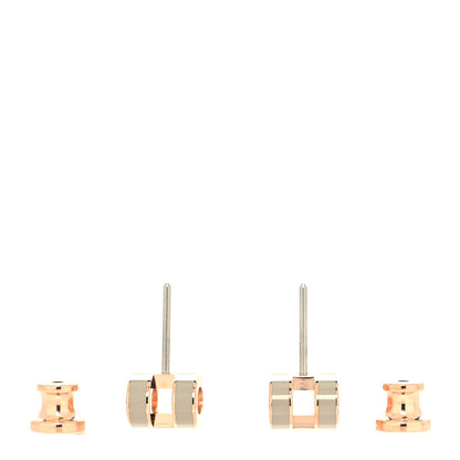 Hermes Rose Gold Lacquered Mini Pop H Earrings Marron Glace 3 of 4