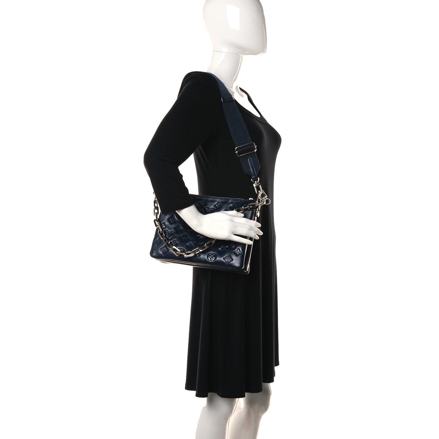 Lambskin Embossed Monogram Coussin PM Navy