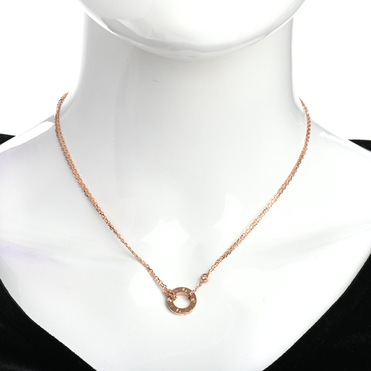 18K Pink Gold 2 Diamond LOVE Necklace