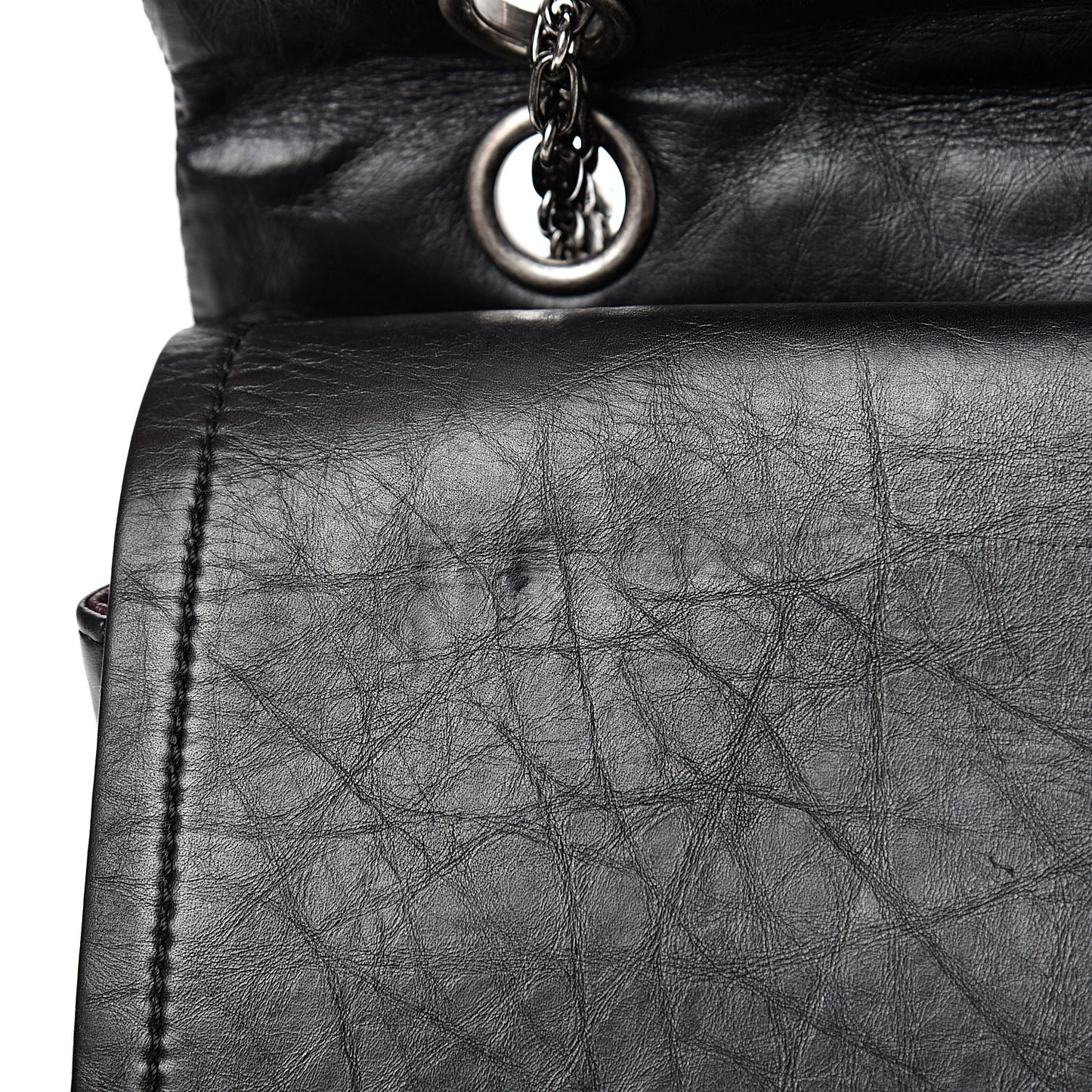 Aged Calfskin Quilted 2.55 Reissue 227 Flap Black
