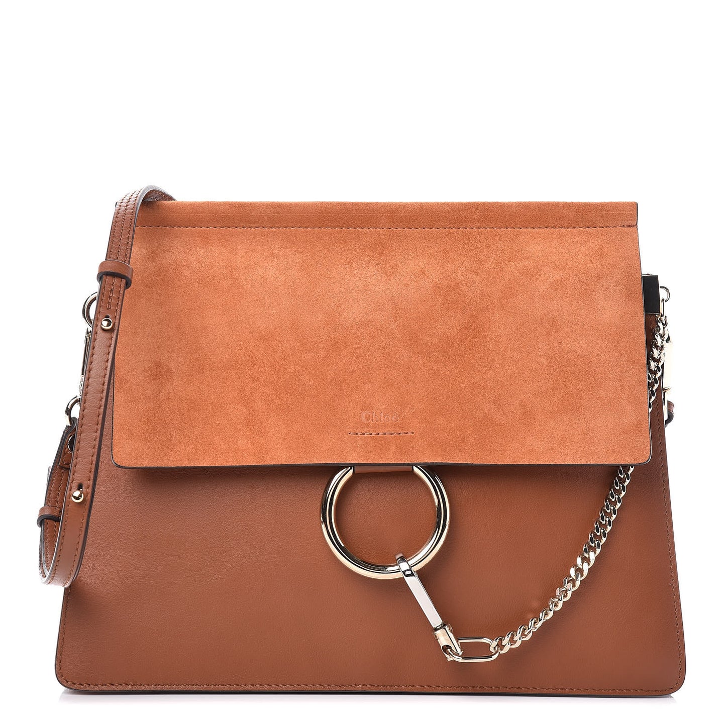 Suede Calfskin Medium Faye Shoulder Bag Tobacco