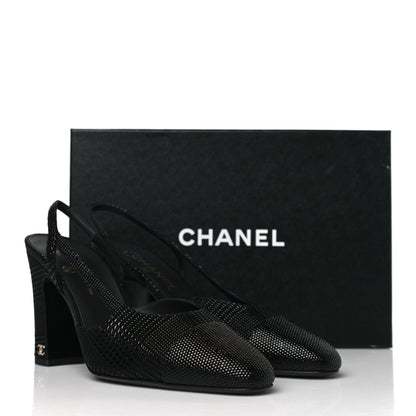 Chanel Strass Cap Toe CC Slingback Pumps 41 Black 9 of 9