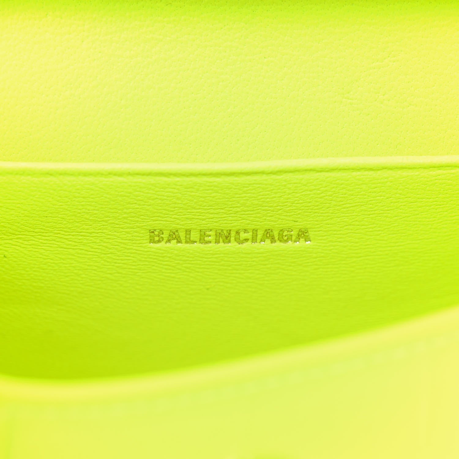 Balenciaga Semi Shiny Calfskin Crocodile Embossed Hourglass Top Handle Bag Mini Fluo Yellow 6 of 11