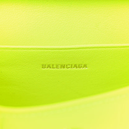 Balenciaga Semi Shiny Calfskin Crocodile Embossed Hourglass Top Handle Bag Mini Fluo Yellow 6 of 11