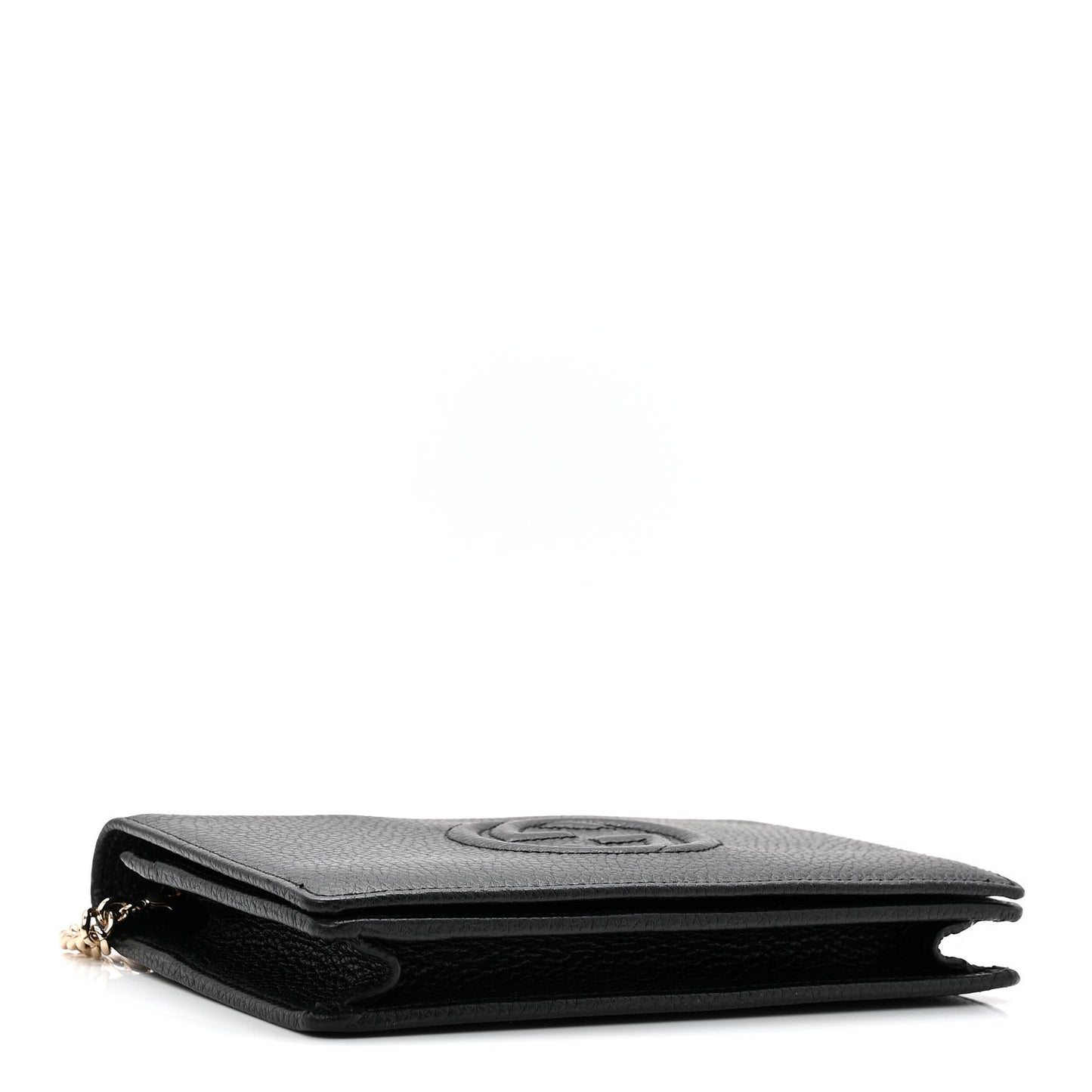 Pebbled Calfskin Soho Wallet On Chain Black