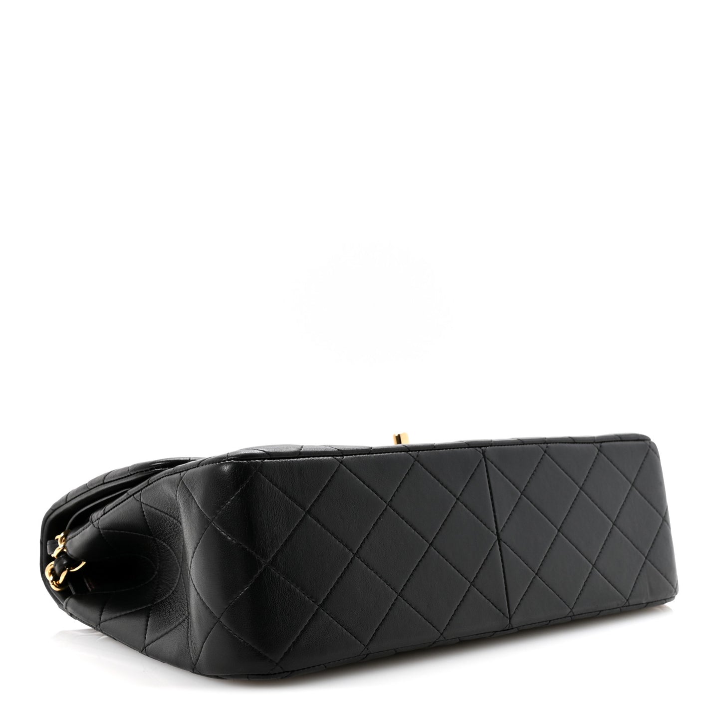 Lambskin Quilted Jumbo Double Flap Black