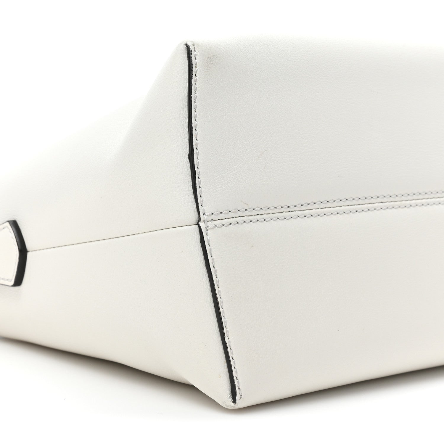 Fendi Vitello Dolce Bi-Color FF 1974 Embossed Medium By The Way Boston Bag White Ice Maya Black 11 of 16