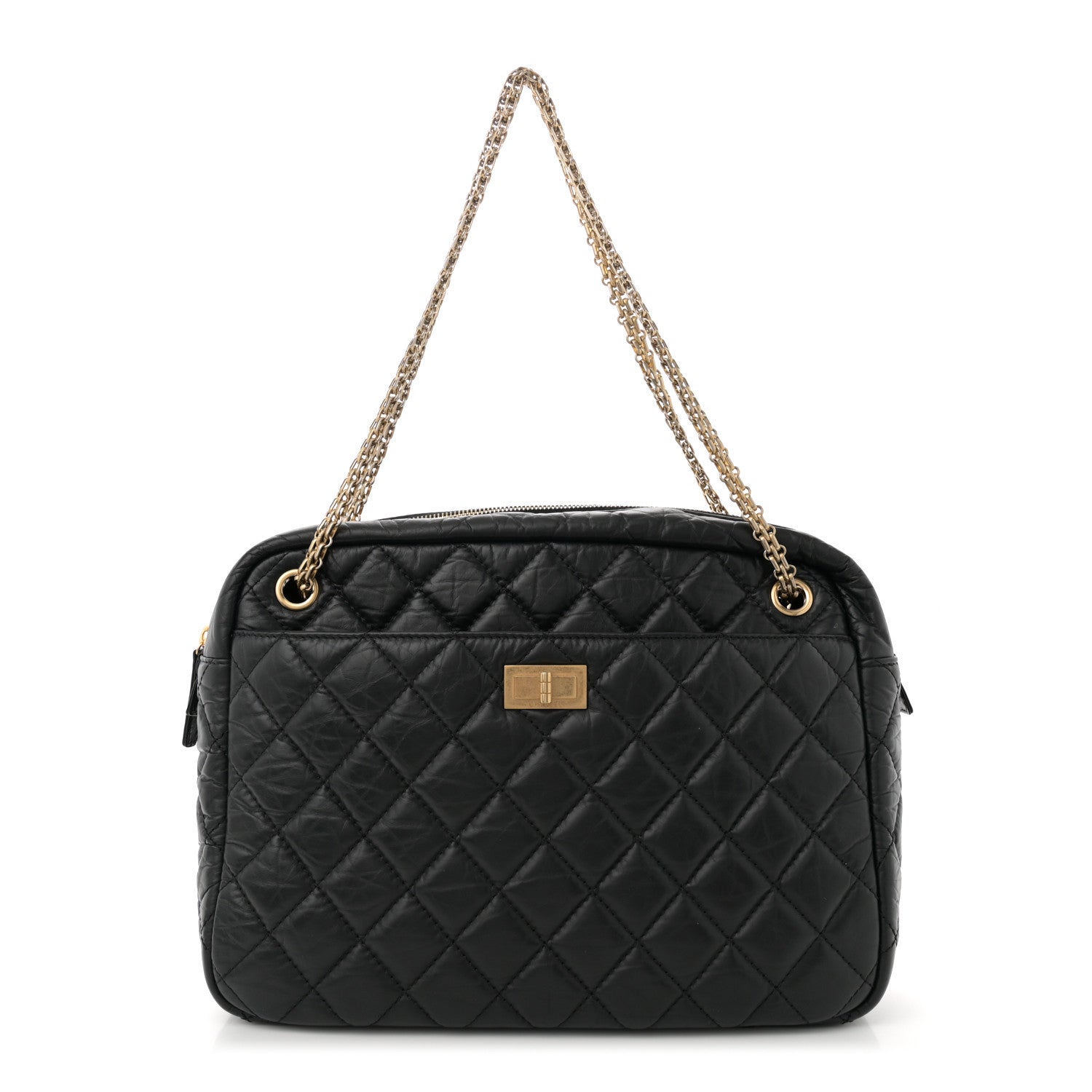 Chanel Aged Calfskin Quilted Large Reissue Camera Case Black 1 of 10