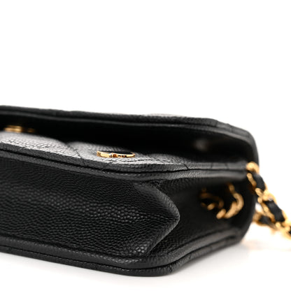 Chanel Caviar Quilted Enamel Coco Casino Flap Phone Holder With Chain Black 11 of 12