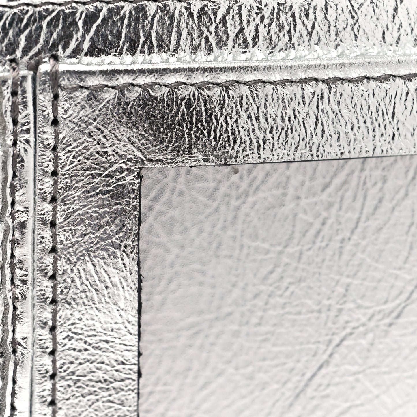 Metallic Crinkled Calfskin Belle de Jour Chain Clutch Silver