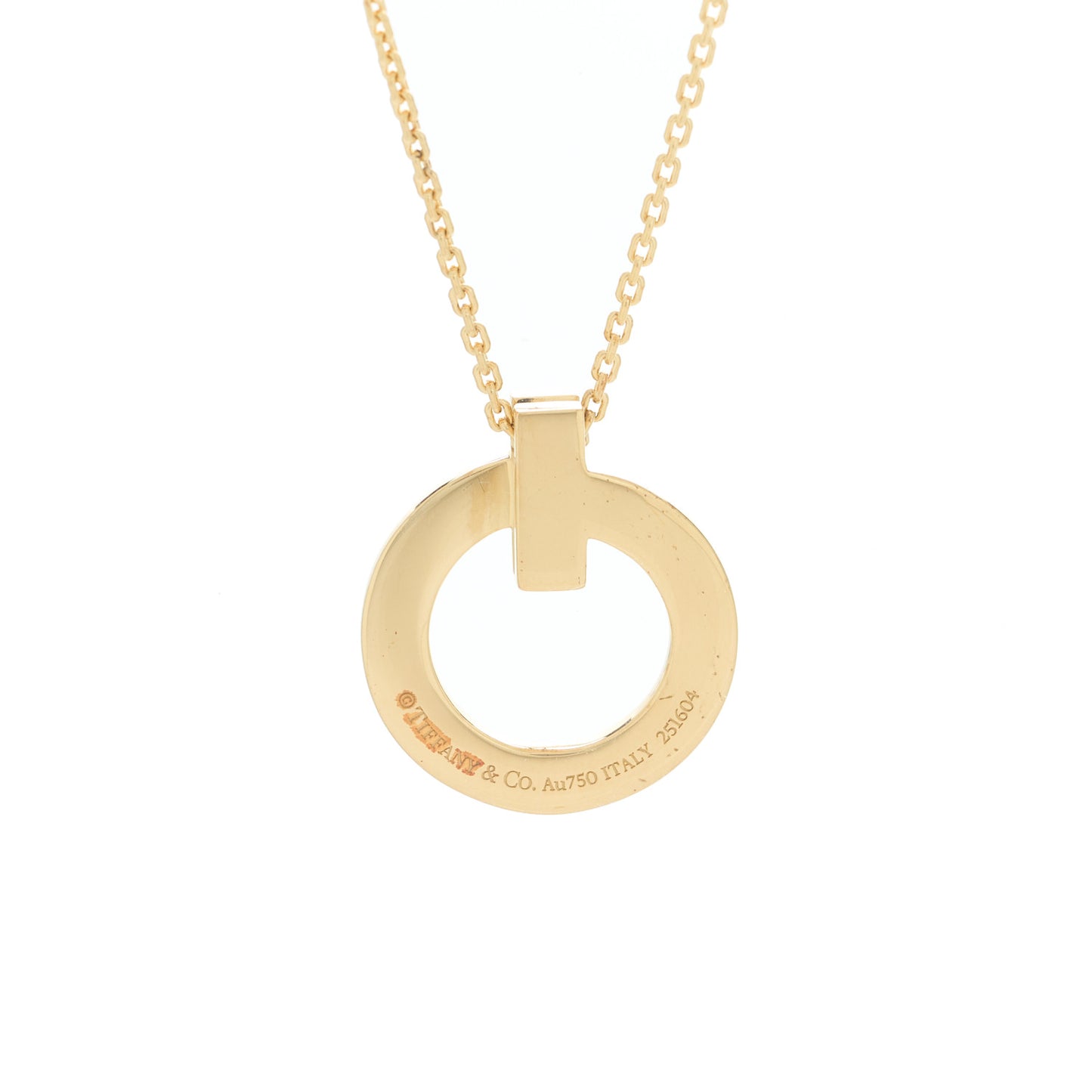 18K Yellow Gold T T1 Circle Pendant Necklace