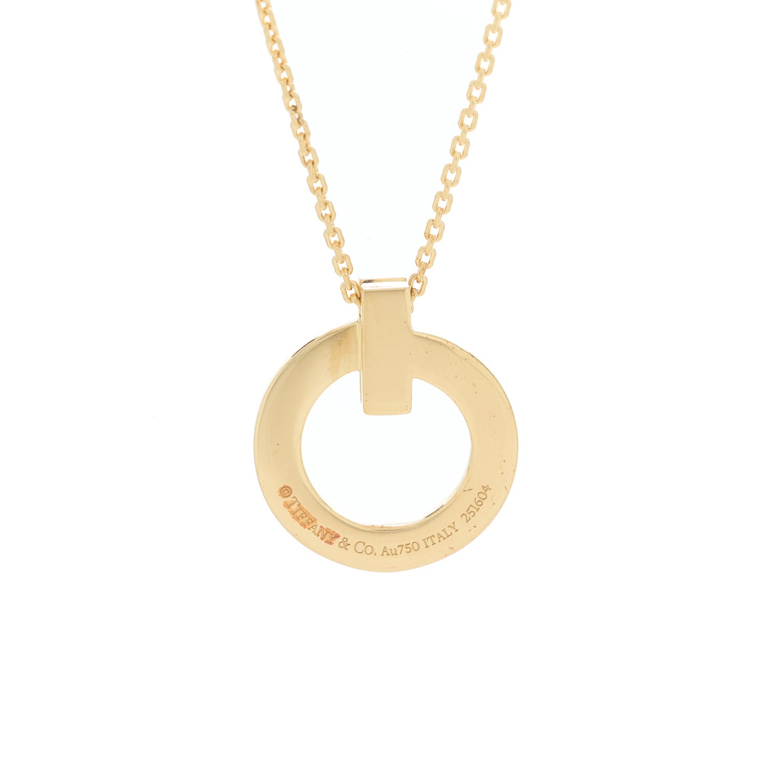 Tiffany 18K Yellow Gold T T1 Circle Pendant Necklace 7 of 8
