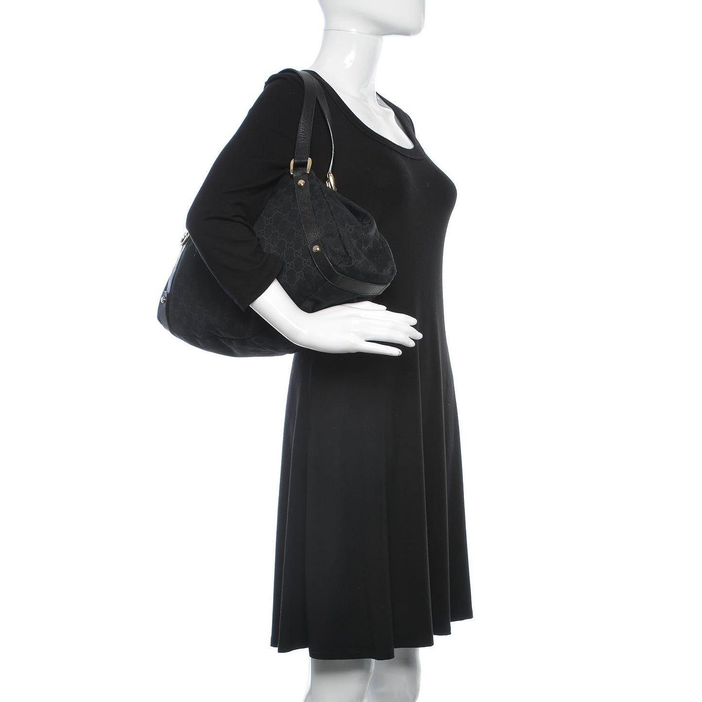Monogram Medium Abbey Shoulder Bag Black