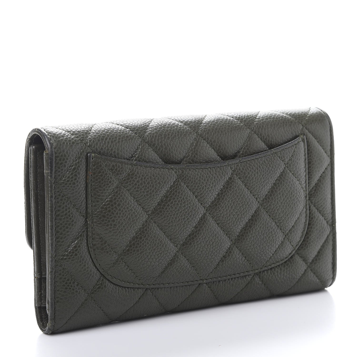 Chanel Caviar Quilted Large Flap Wallet Dark Green 3 of 13