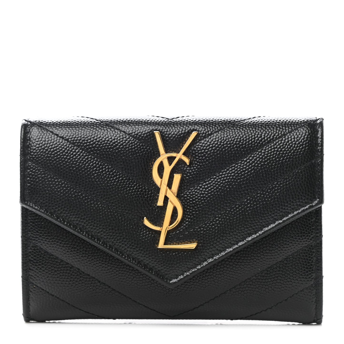 Grain De Poudre Matelasse Chevron Small Monogram Envelope Wallet Black