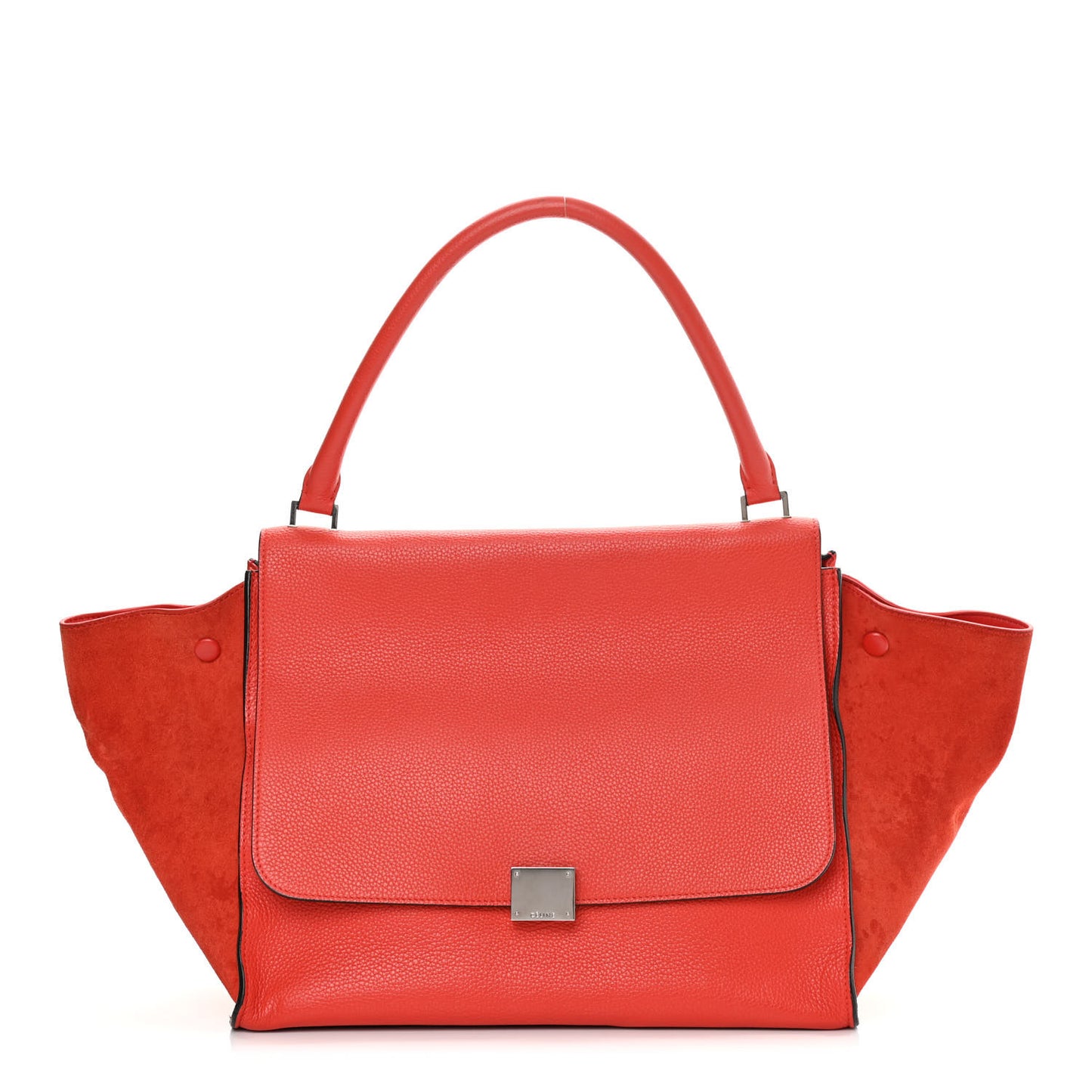 Drummed Calfskin Suede Large Trapeze Vermillion