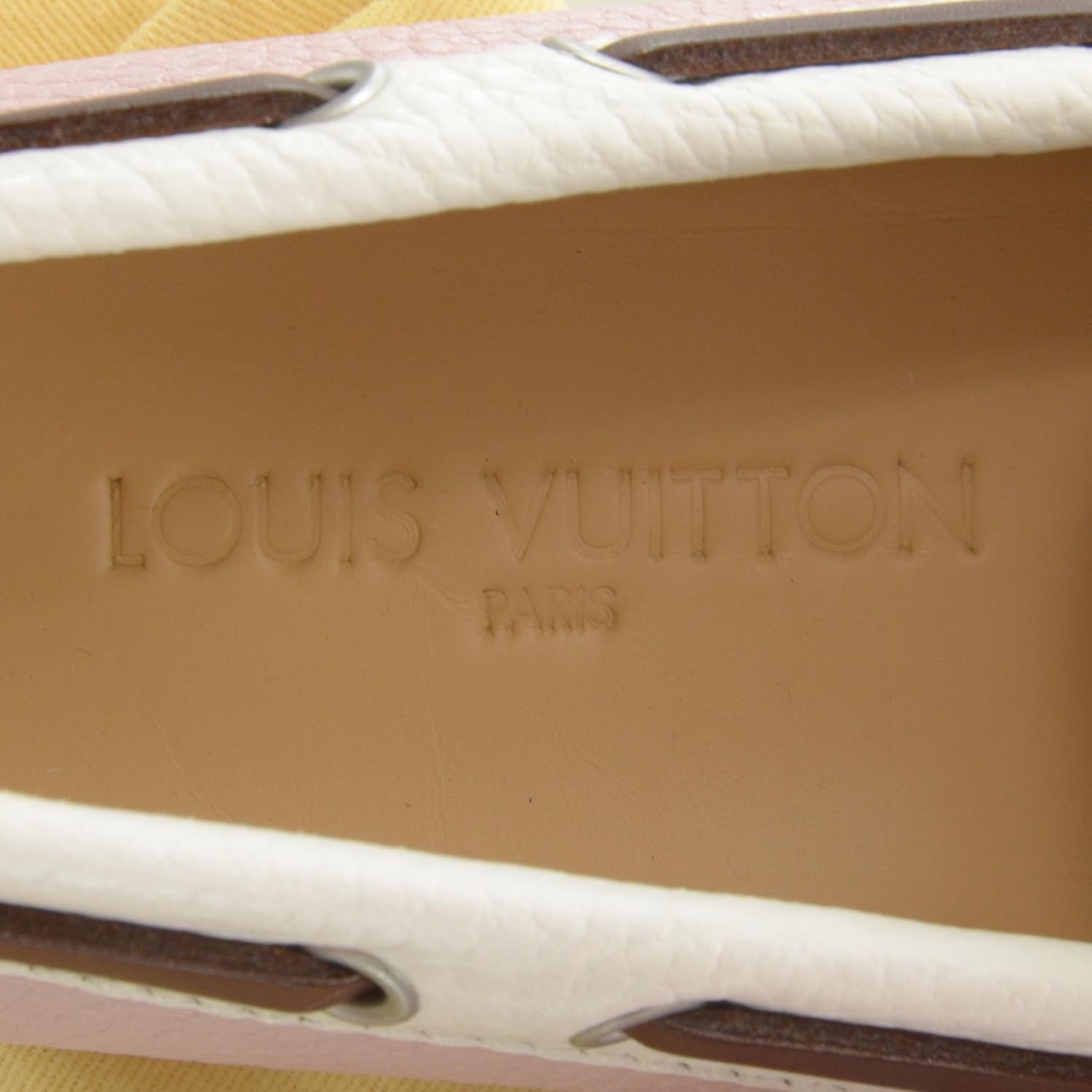 Louis Vuitton Mens Leather Mocassin Navajo Loafers White Rose Narrow 8 US 4 of 6