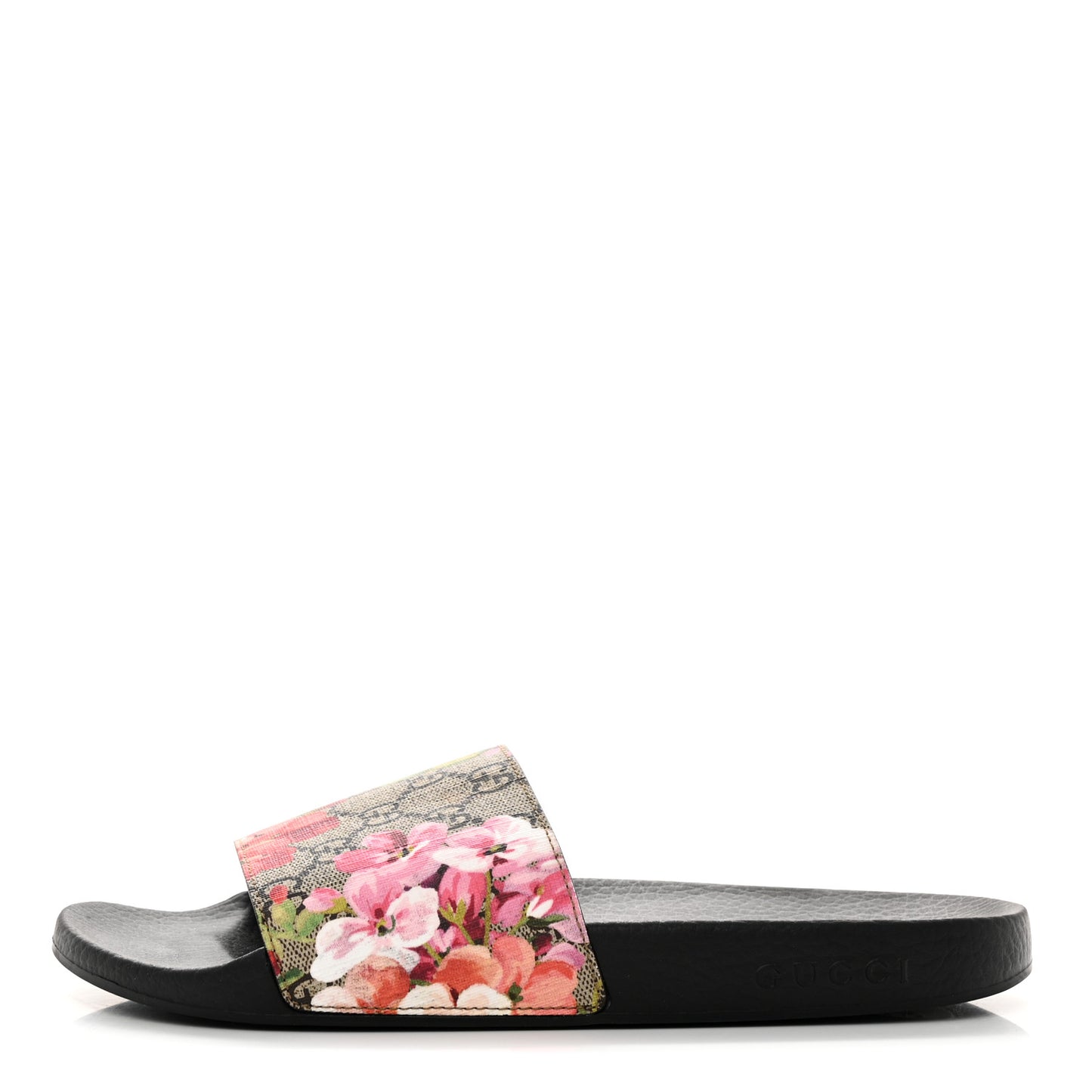 GG Supreme Monogram Blooms Slide Sandals 41 Beige Multicolor