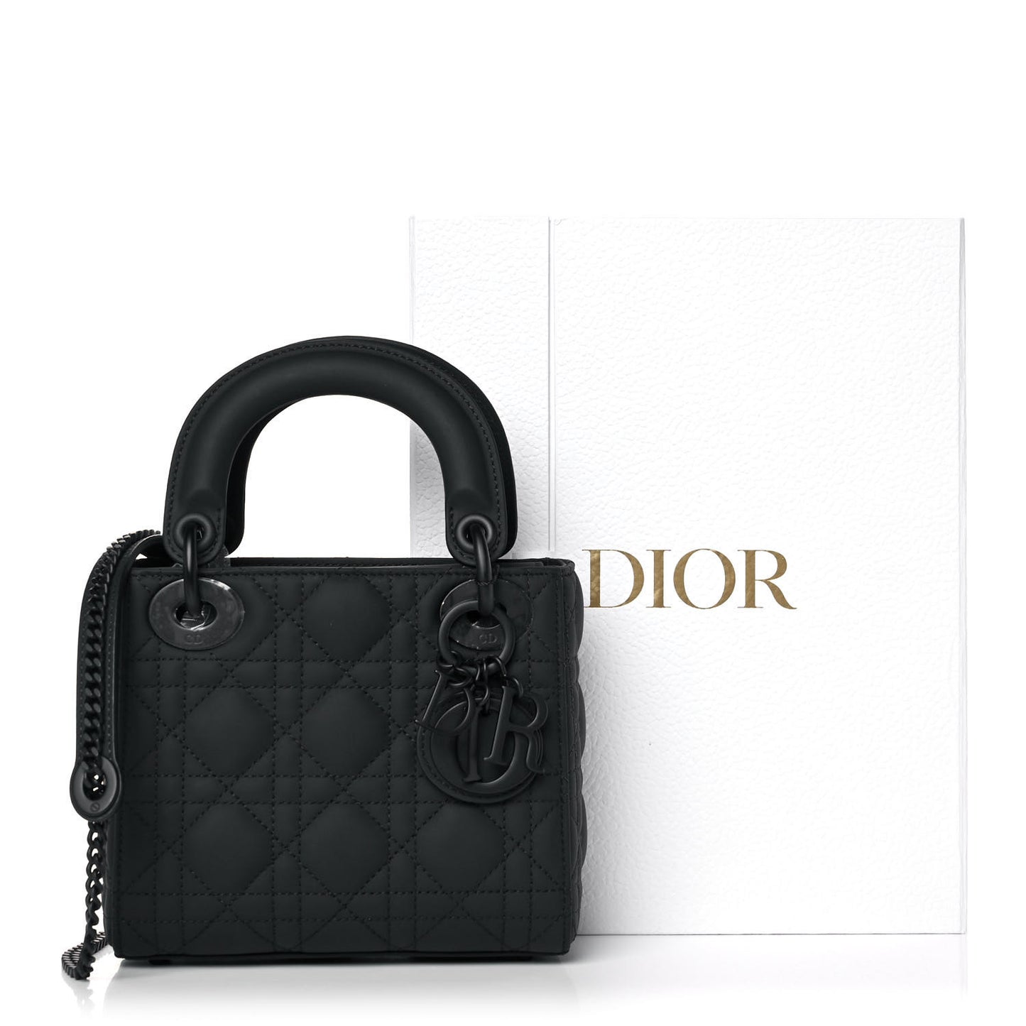 Ultra Matte Calfskin Cannage Mini Lady Dior Black