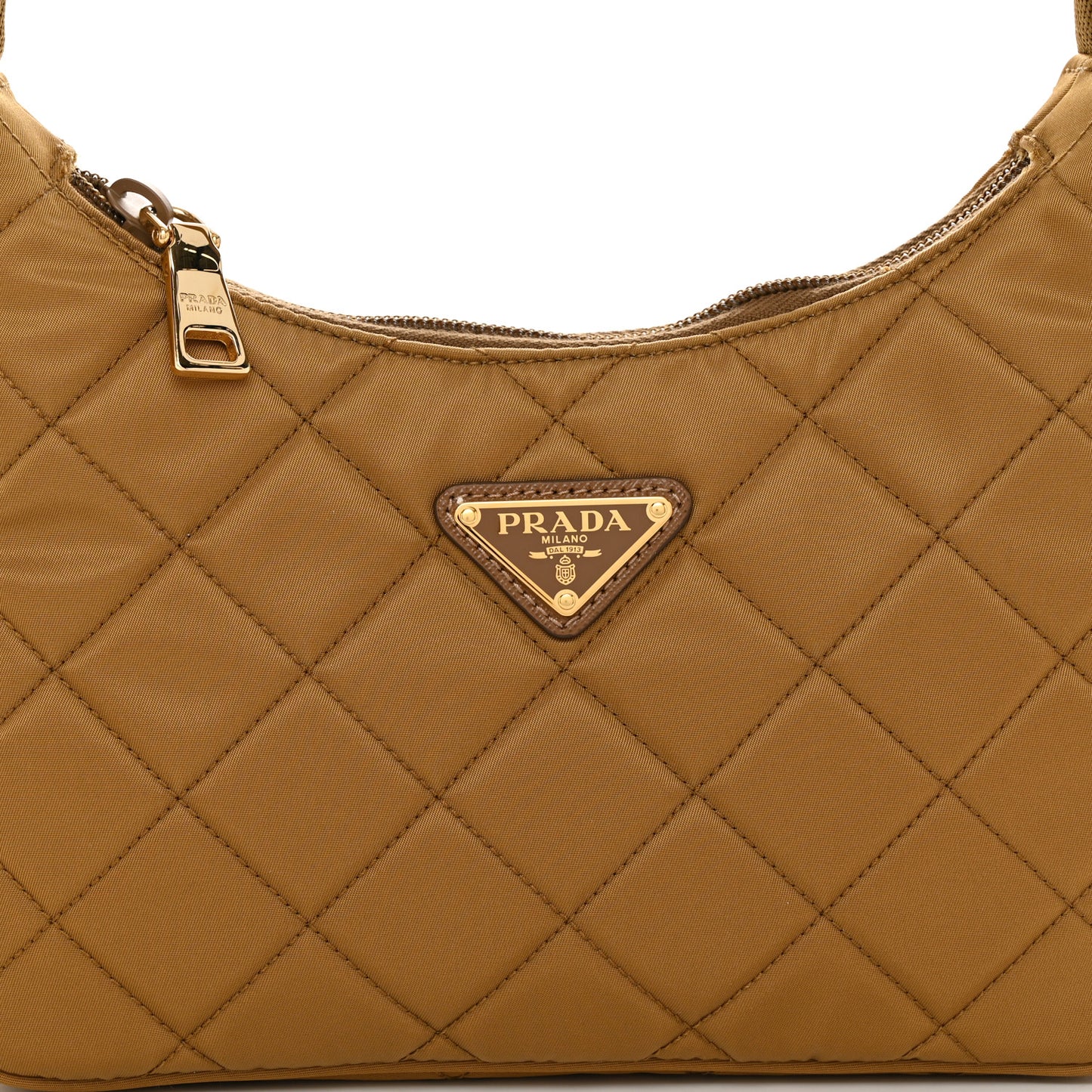 Tessuto Nylon Stitched Shoulder Bag Tobacco