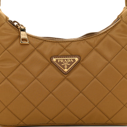 Prada Tessuto Nylon Stitched Shoulder Bag Tobacco 9 of 11
