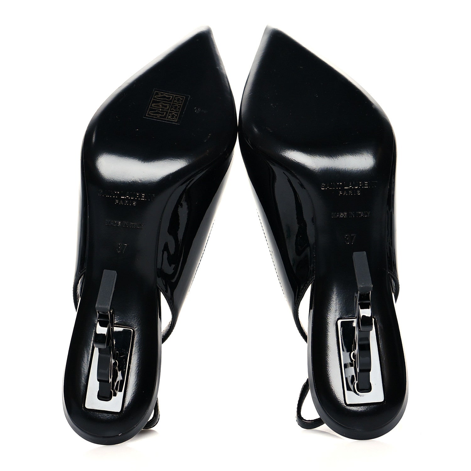 Saint Laurent Patent Opyum Slingback 3.3 Pumps 37 Black 5 of 9