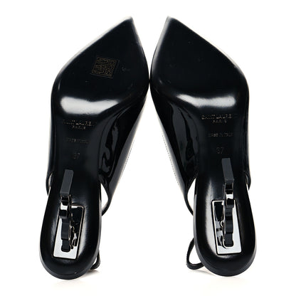 Saint Laurent Patent Opyum Slingback 3.3 Pumps 37 Black 5 of 9