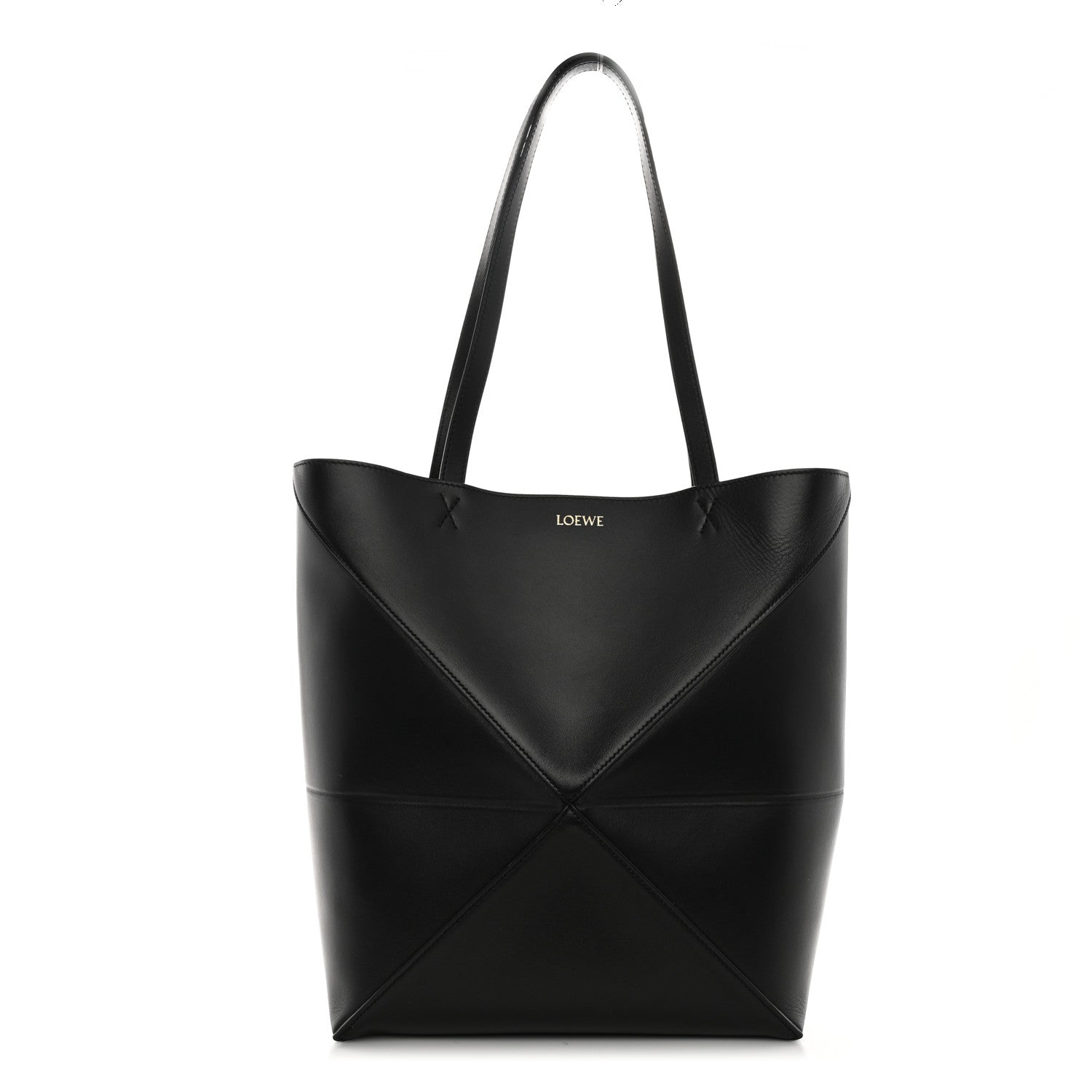 Loewe Shiny Calfskin Medium Puzzle Fold Tote Black 1 of 12