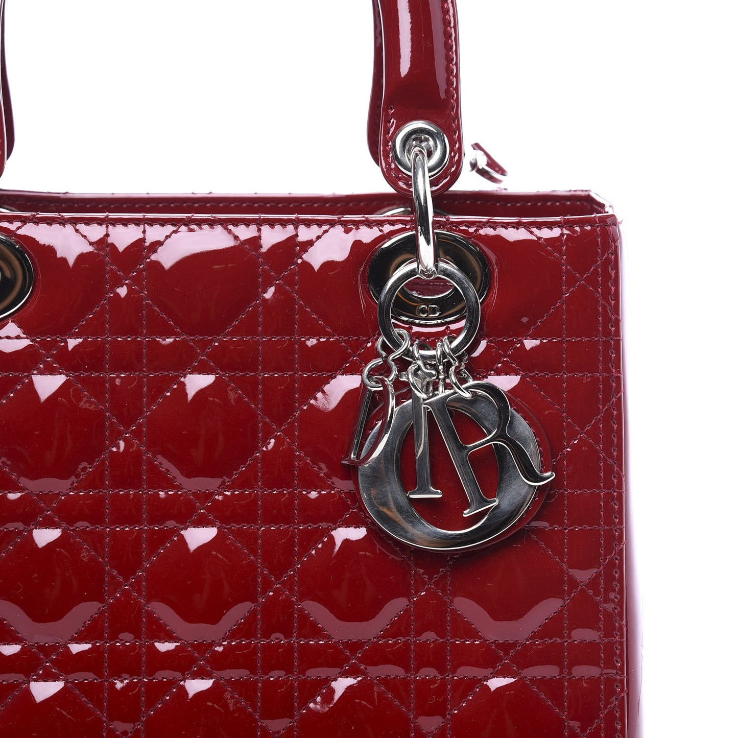 Patent Cannage Medium Lady Dior Red