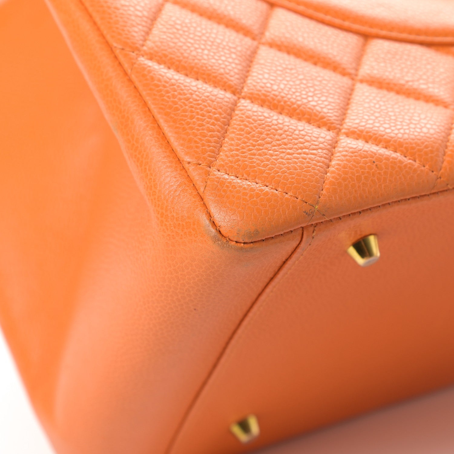 Chanel Caviar Quilted Grand Shopping Tote GST Orange 10 of 19