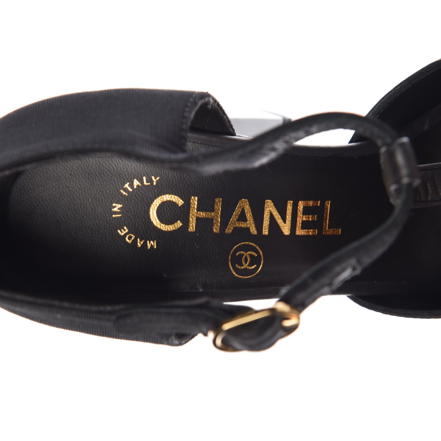 Lambskin Patent Grosgrain Chain CC Pumps 35 Black