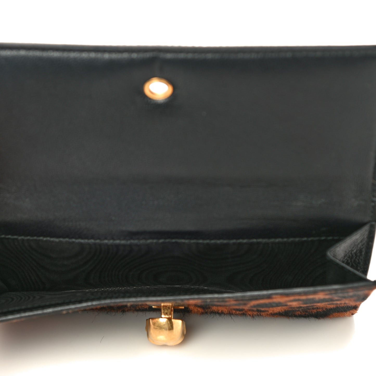 Calf Hair Leopard Print Skull Continental Wallet