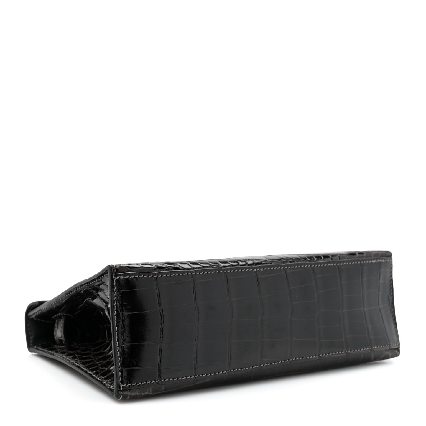 Shiny Niloticus Crocodile Kelly Pochette Graphite