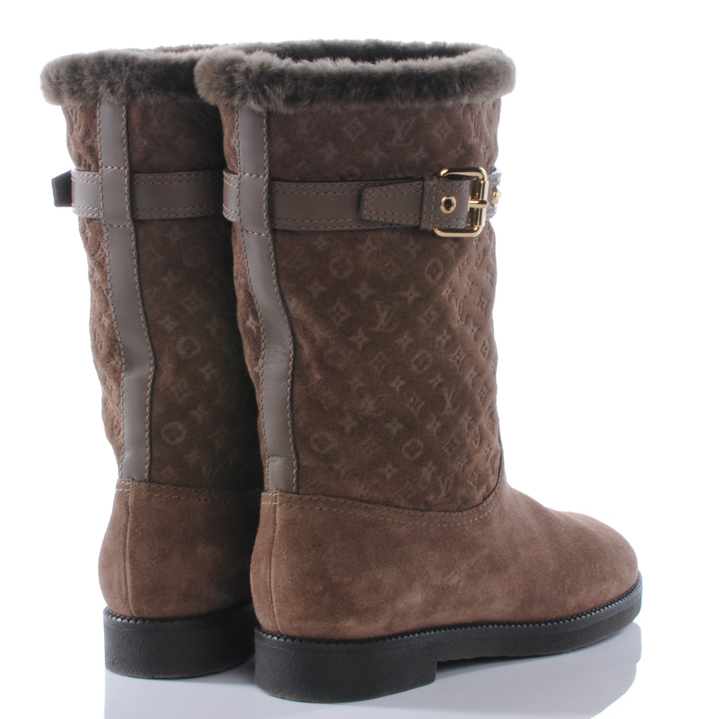 Suede Fur Wintry Boots 38 Brown