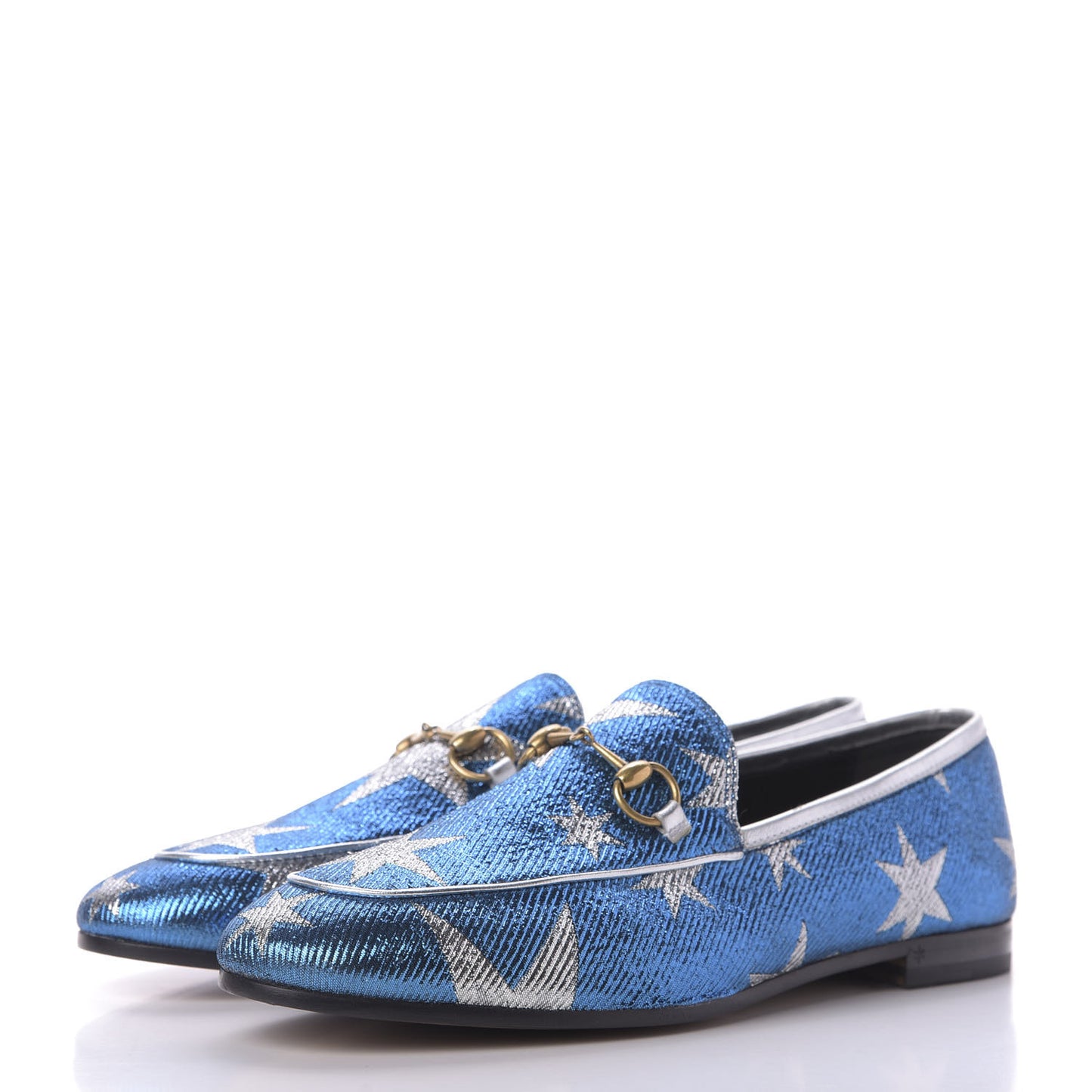 Lurex Calfskin Starry Sky Womens Jordaan Loafers 38.5 Bluette Silver