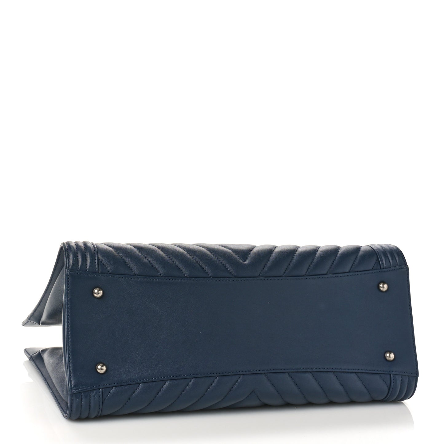 Calfskin Chevron Boy Shopping Tote Navy Blue