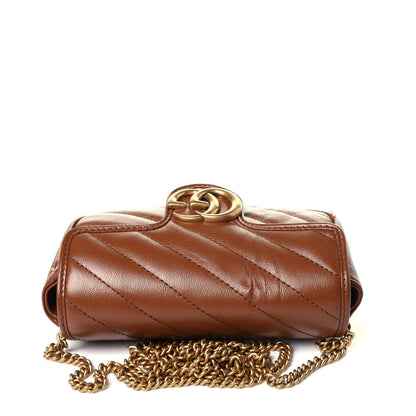 Gucci Azalea Calfskin Matelasse Diagonal Super Mini GG Marmont Shoulder Bag Cuir 10 of 11