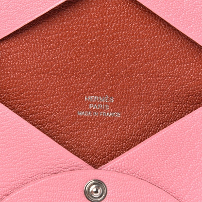 Hermes Chevre Verso Calvi Card Case Rose Confetti Brique 6 of 8