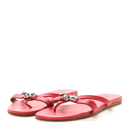 Hermes Epsom Corfou Sandals 36.5 Rouge 2 of 6