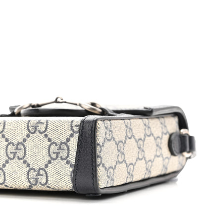 Gucci GG Supreme Monogram Textured Dollar Calfskin Mini Horsebit 1955 Crossbody Bag Beige Blue 10 of 10