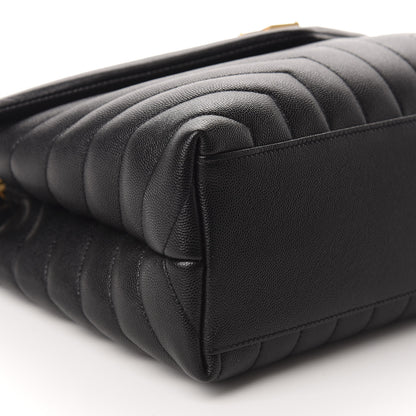 Saint Laurent Grain de Poudre Calfskin Y Quilted Monogram Medium Loulou Chain Satchel Black 6 of 11