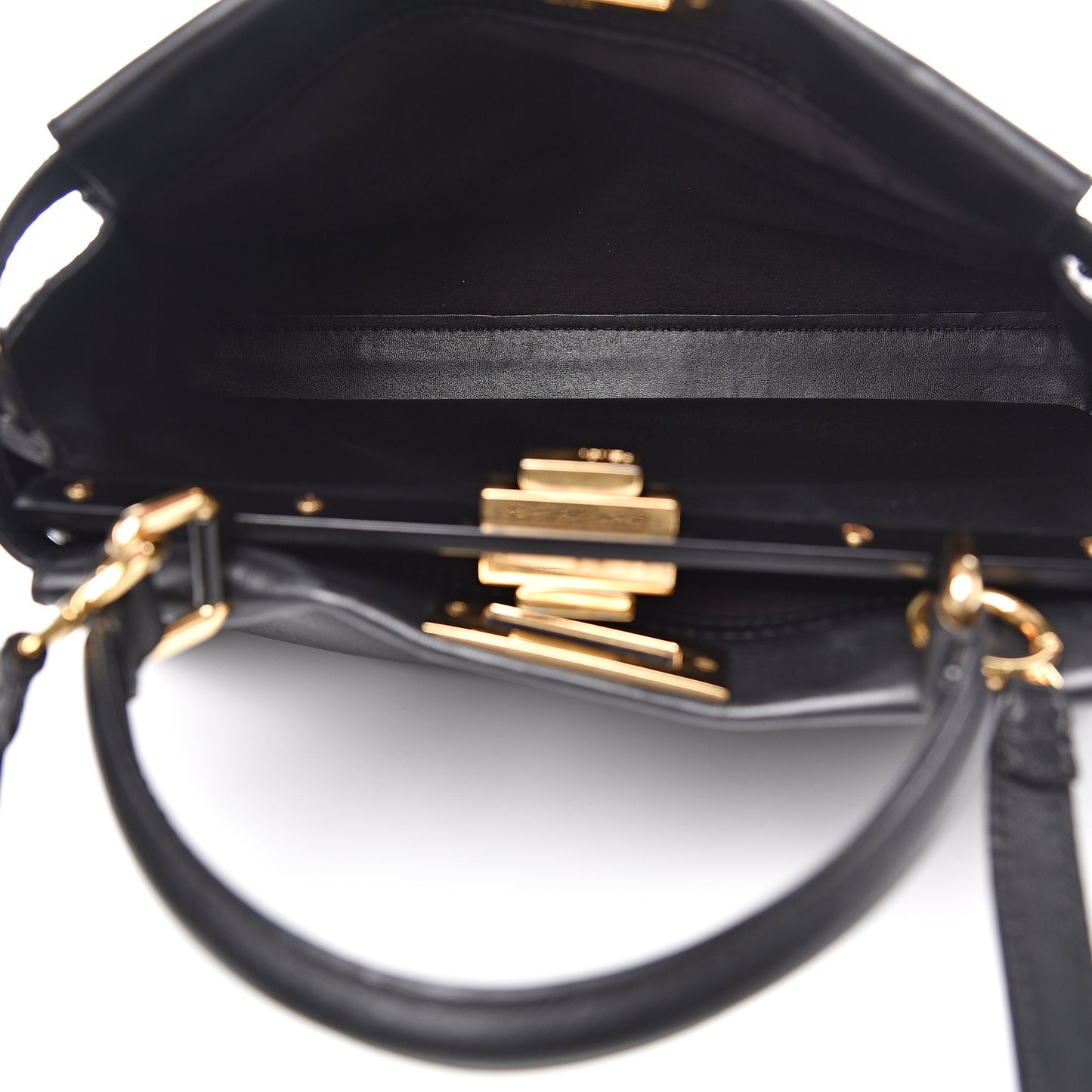 Vitello Seta Shiny Nappa Medium Peekaboo Iconic Satchel Black