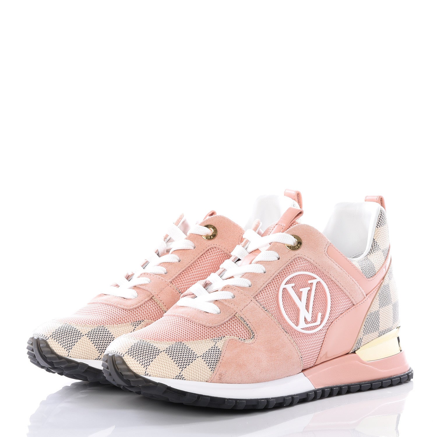 Louis Vuitton Suede Damier Azur Run Away Sneakers 36.5 Pink 2 of 10