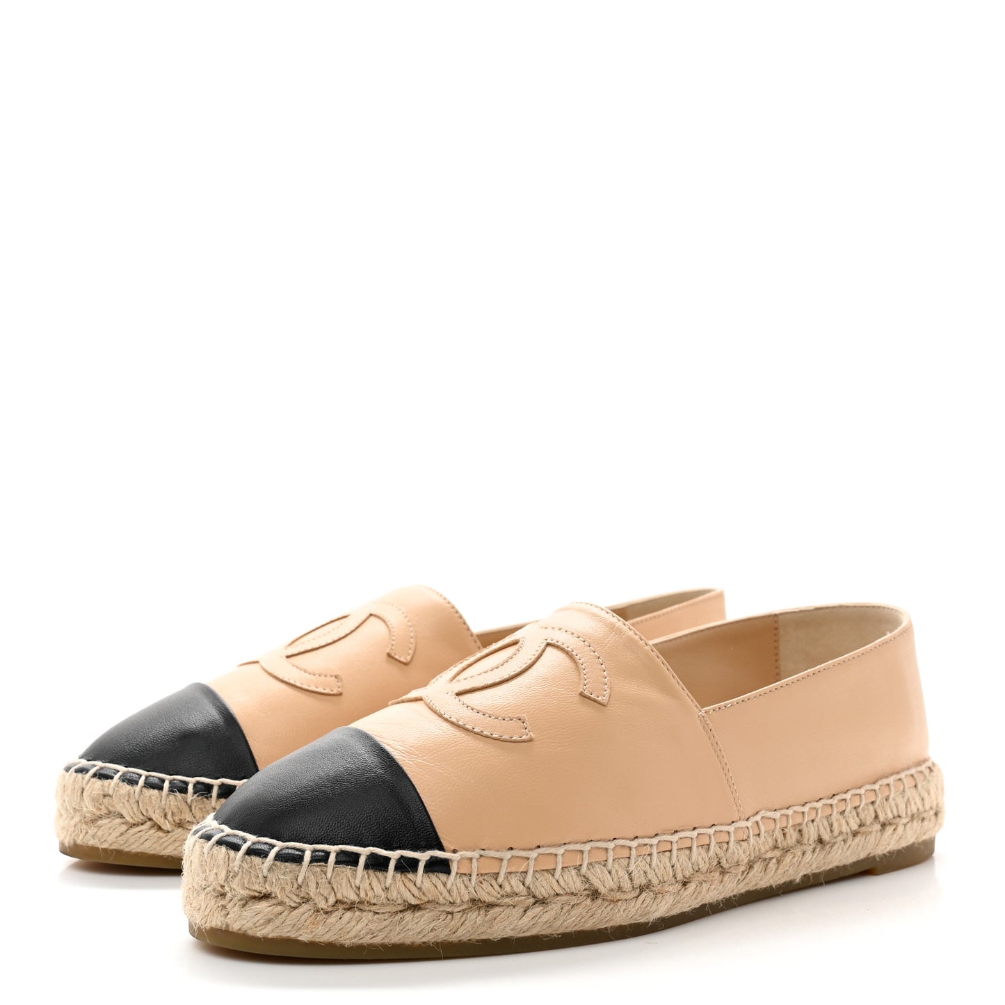 Lambskin CC Espadrilles 39 Beige Black