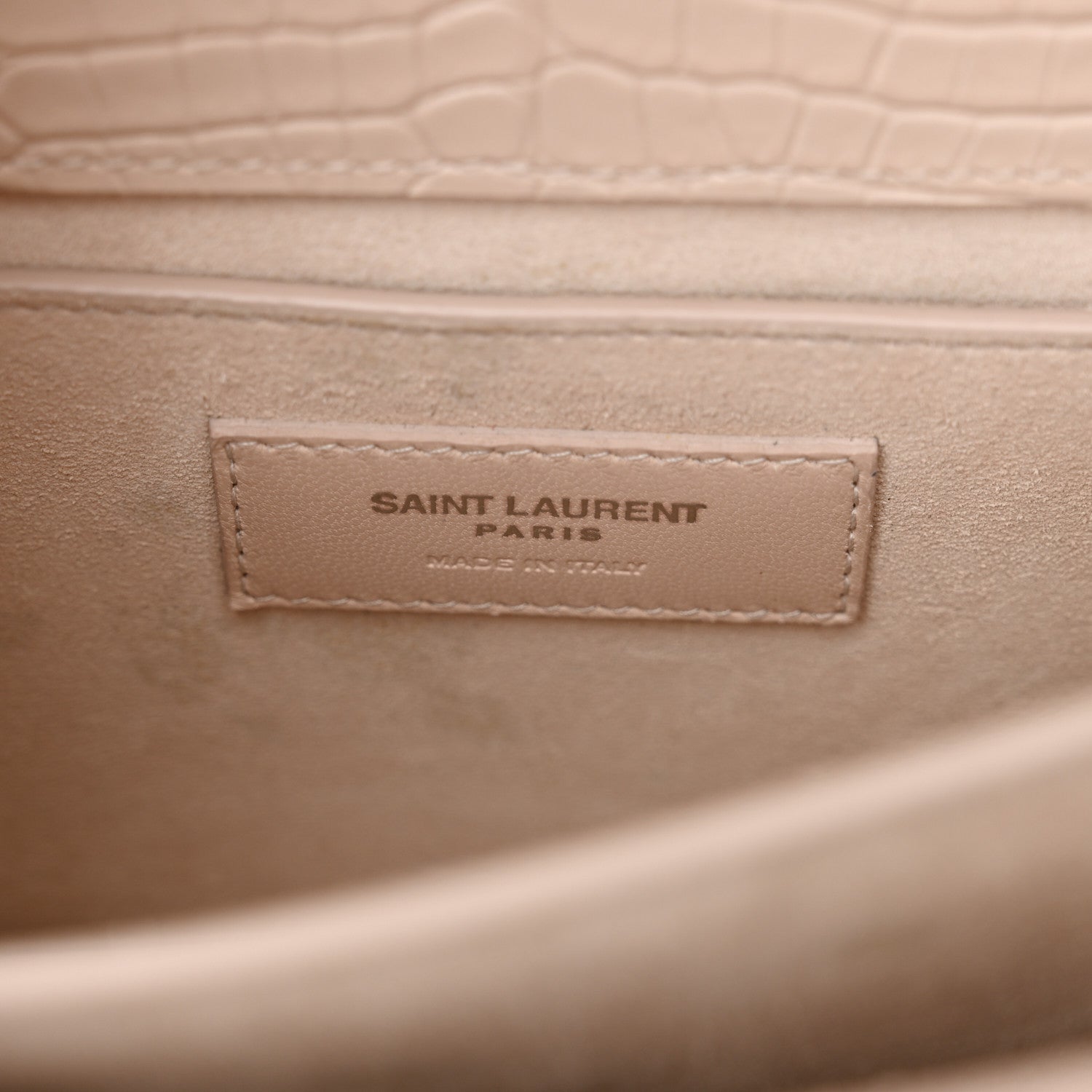 Saint Laurent Calfskin Crocodile Embossed Medium Monogram Sunset Rose Antic 6 of 15