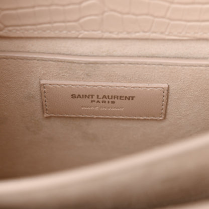 Saint Laurent Calfskin Crocodile Embossed Medium Monogram Sunset Rose Antic 6 of 15