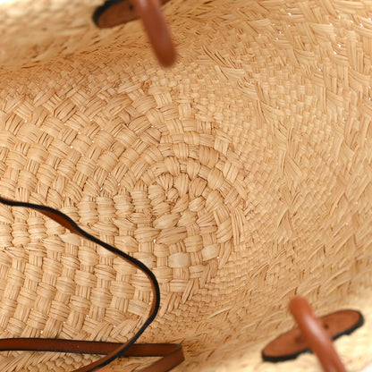 Loewe Calfskin Raffia Small Anagram Basket Tote Bag Natural Tan 5 of 12