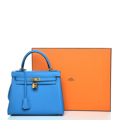 Hermes Togo Kelly Retourne 25 Bleu Zanzibar 30 of 30