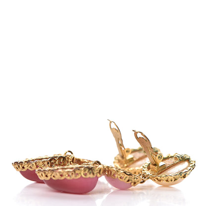 Chanel Pearl Enamel Heart Clip On Earrings Gold 3 of 6