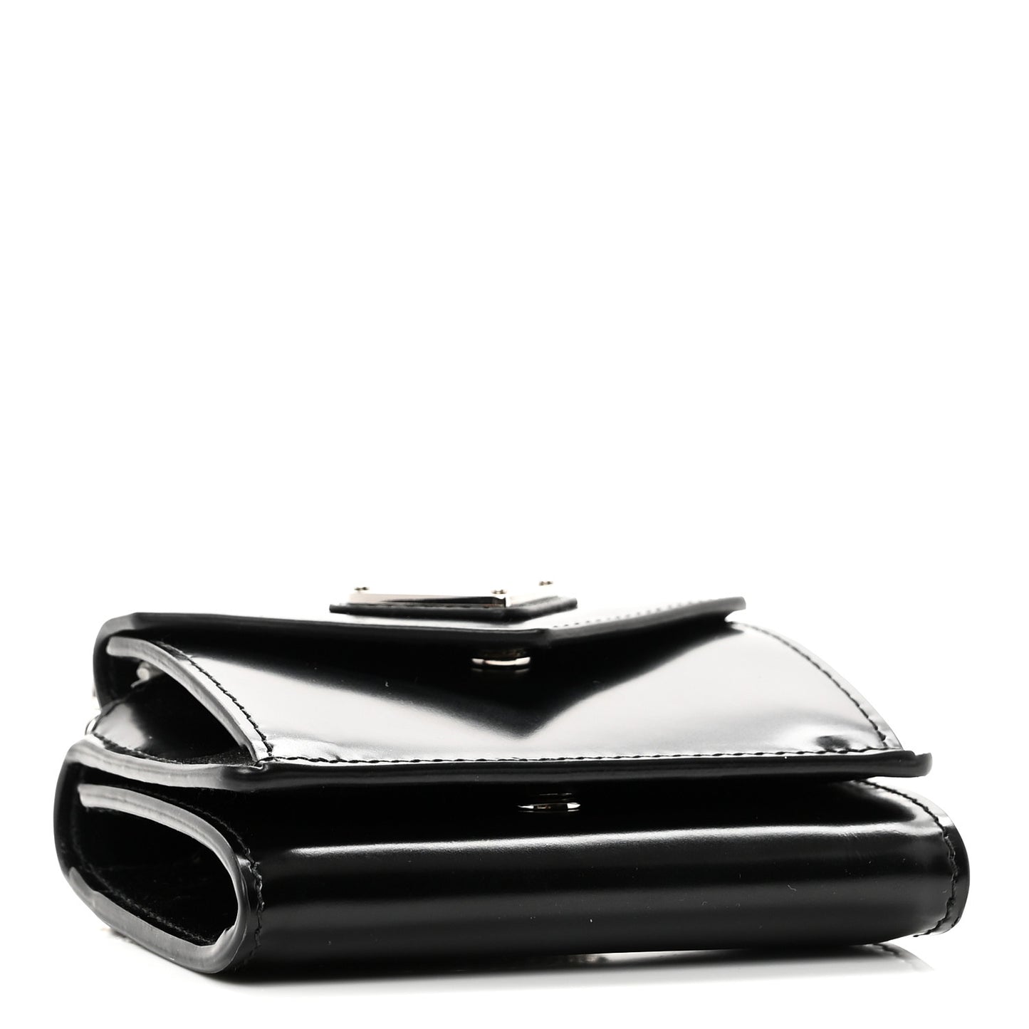 Spazzolato Chain Flap Card Holder Wallet Black